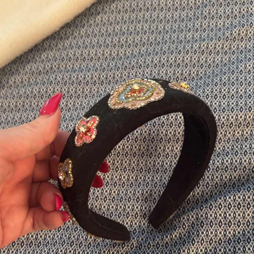 Mignonne Gavigan Black Headband with Colorful Embellishments